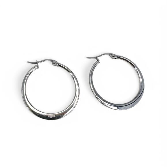 INOX 316L Stainless Steel Hoop Earrings - Picture 2 of 7